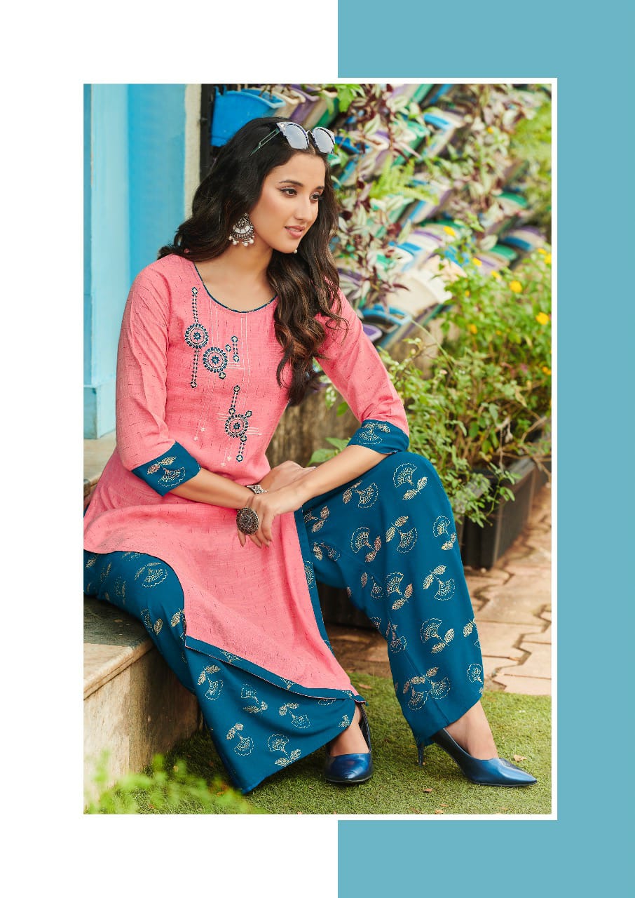 RANGJYOT PARIN VOL-3 Lateat fancy Festive Wear Heavy slub Rayon Dori With Gold Print Kurtis With Bottom Collection